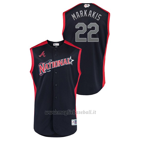 Maglia Baseball Hombre Atlanta Atlanta Braves 2019 All Star Game Workout National League Nick Markakis Blu